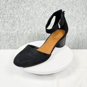 Style & Co Alinaa Black Microsuede Ankle Strap Block Heel Pumps Womens 8M